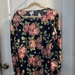 LuLaRoe Navy Top with Pink and Olive Floral